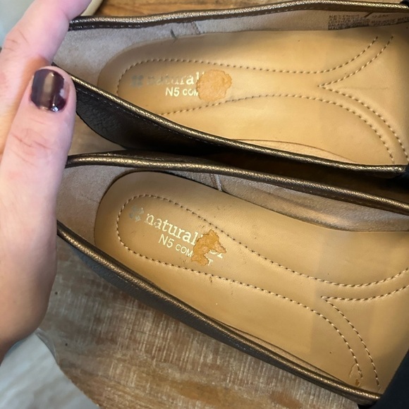 Naturalizer 9 1/2 kettner leather shoe loafer slip ons metallic brown and black - Picture 8 of 8